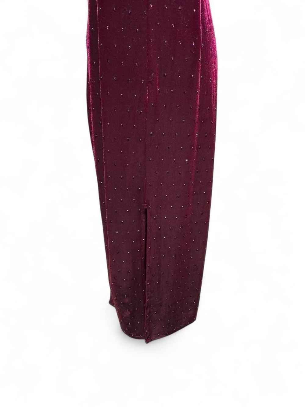 Zara Burgundy Velvet Spaghetti-Strap Midi Dress - Picture 7 of 8